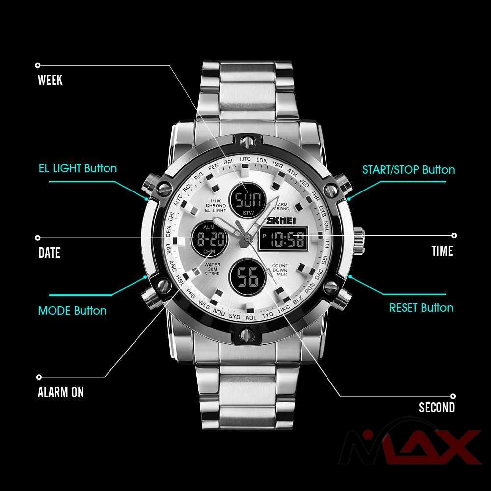 Jam Tangan Pria Sport Analog Digital Rantai Premium Anti Air Original Luxury Stainless Steel Jam Tangan Kasual Digital Analog Pria Jam Tangan Pria Luxury Full Steel Sport Baja Tahan Karat Analog Mewah Kuarsa Original Tahan Air