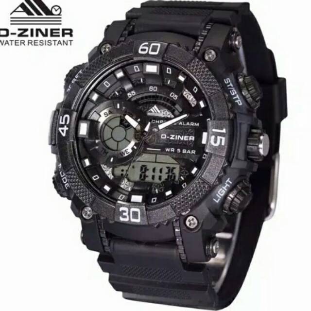 Jam tangan D-ziner original, stopwatch, tanggal, hari, bulan, dualtime(analog & digital)