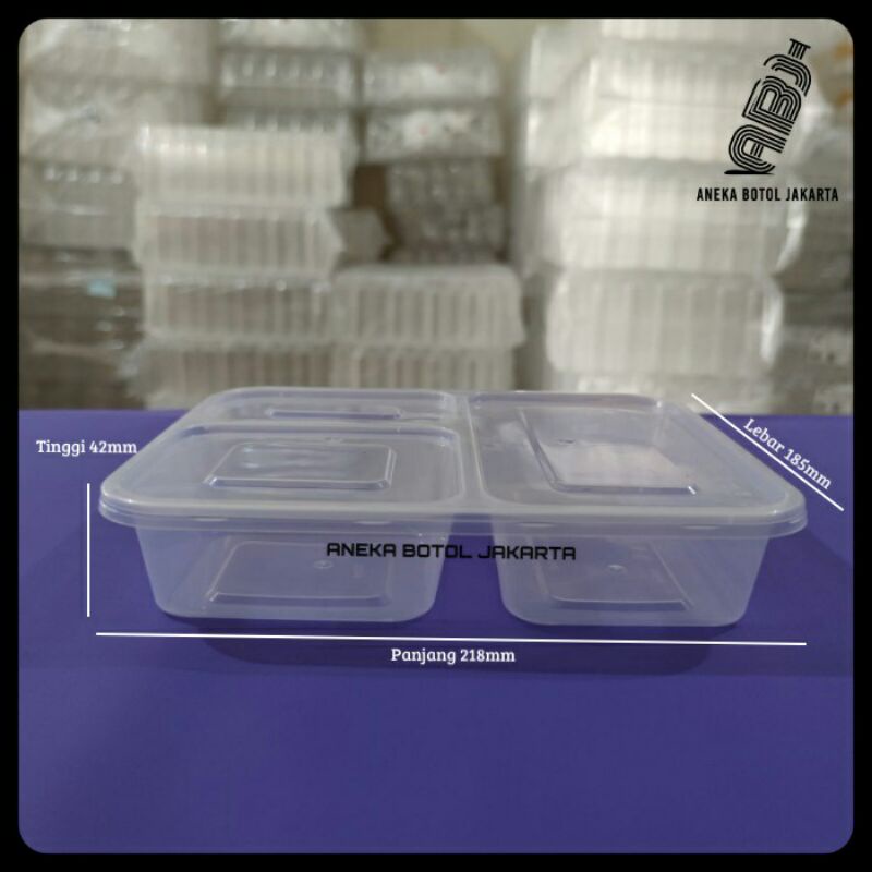 Xaviertaran Thinwall Bento Sekat 3 (25 Pcs) Includ Tutup / Thinwall Sekat 3 (Victory) / Box Bento