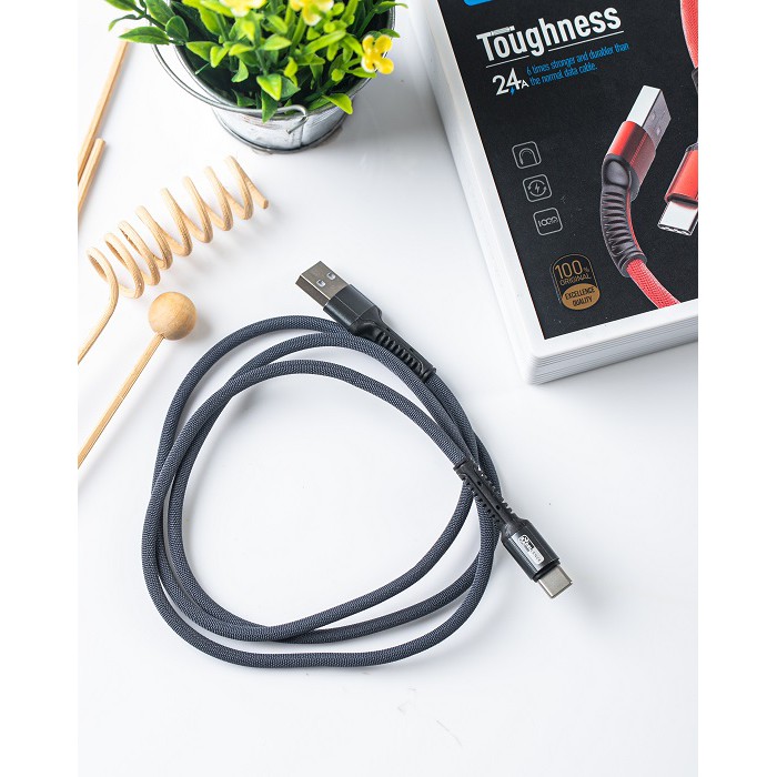 KABEL DATA TYPE-C CHARGER HANDPHONE ORIGINAL TOUGHNESS EXCELLENCE SMARTPHONE CLOVER DENIM HP TERBARU