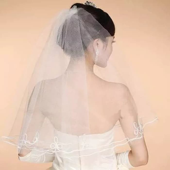 white wedding bride veil 1.5 m kerudung putih pengantin pesta