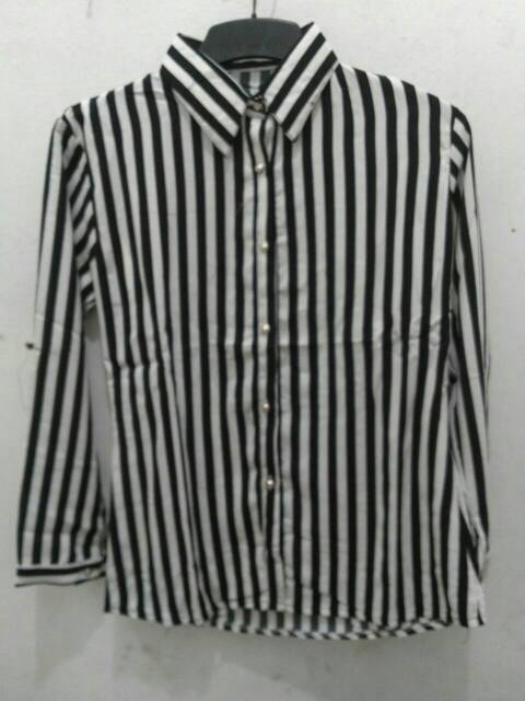 Kemeja formal panjang wanita salur (twistcone salur)