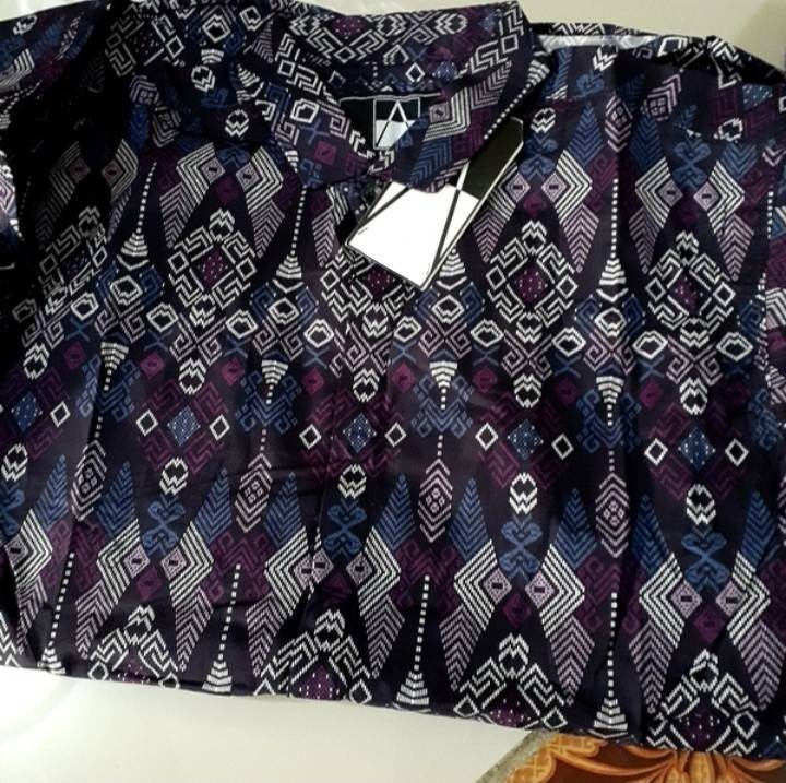 Kemeja Batik Songket Purple Panjang Slim Fit Kerja Kantor Batik Pria