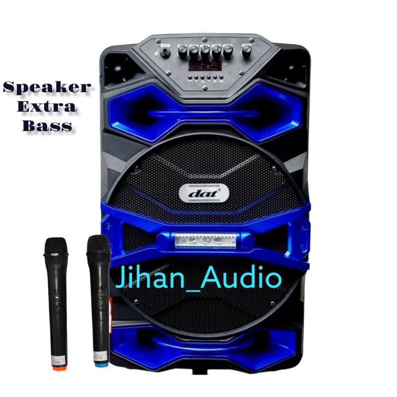 Speaker Aktif 12 Inch DAT DT 1218 Free 2 Mic Wiraless Full Bass