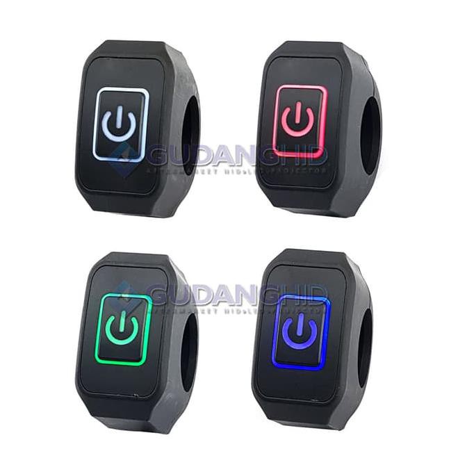 Terbaru Saklar LED Sepeda Motor Tombol On Off Push Button Universal Switch - Biru murah berkualitas