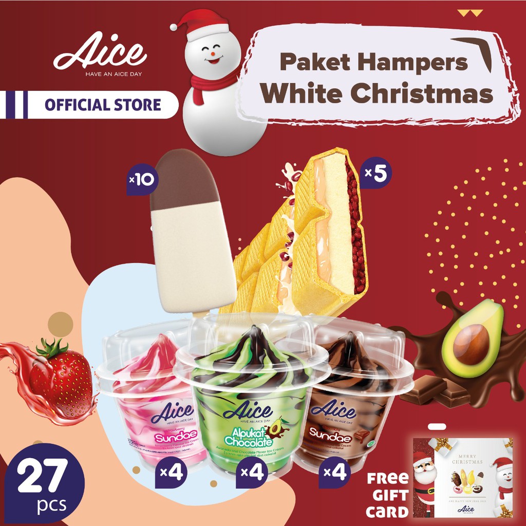 

Paket Hampers Natal White Christmas Aice Ice Cream Special Eskrim Xmas Total 27Pcs Es Krim parcel