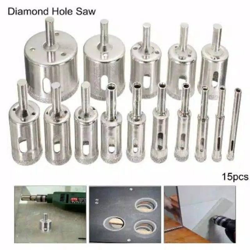 MATA BOR DIAMOND COATED HOLE SAW 1 SET 15PCS