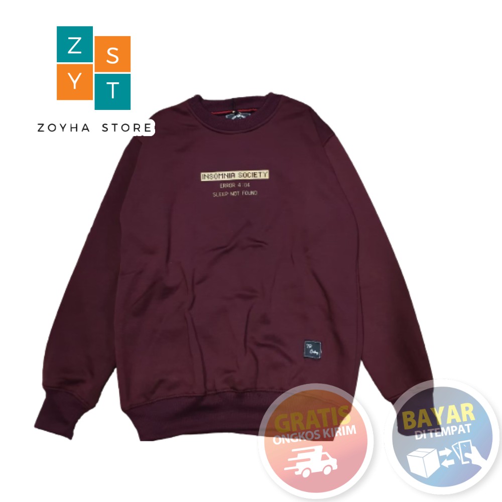 Crewneck Distro Bandung INSOMNIA Marron Pria wanita Cotton Premium Destro ZS_Offecial By Zoyha_Store