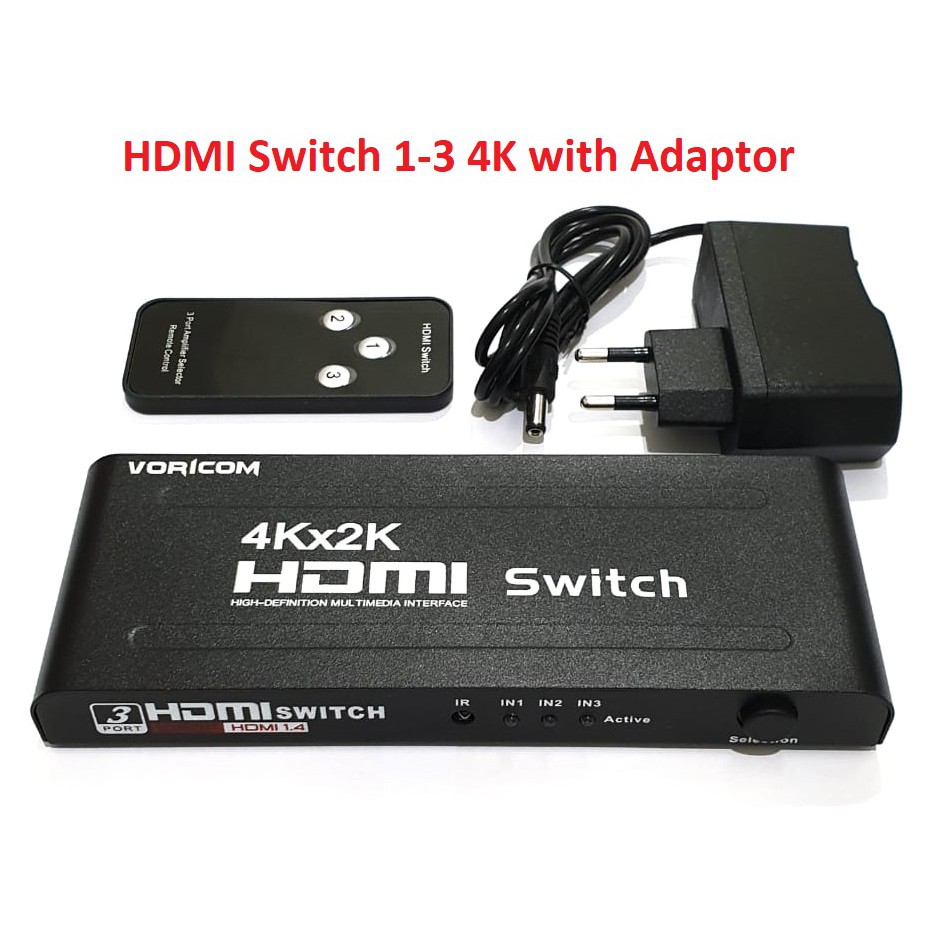 HDMI Switch 1-3 Resolusi 4K Include Power Adaptor Remote switch 3 Port