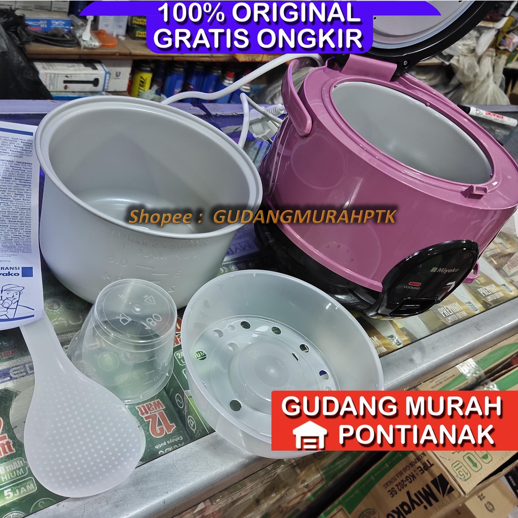 Rice Cooker Miyako  ANTI LENGKET / Magic Com BAhan NANOAL MCM-606B SBC / MCM 606 B SBC Panci Putih Magicom memasaka dan menghangatkan nasi