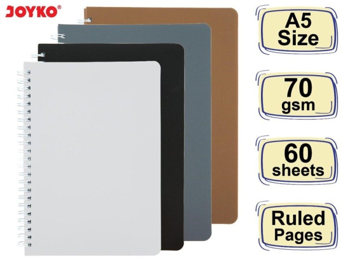

Joyko Notebook Diary Agenda Buku Catatan Note Book Spiral A5 NB-690 Or
