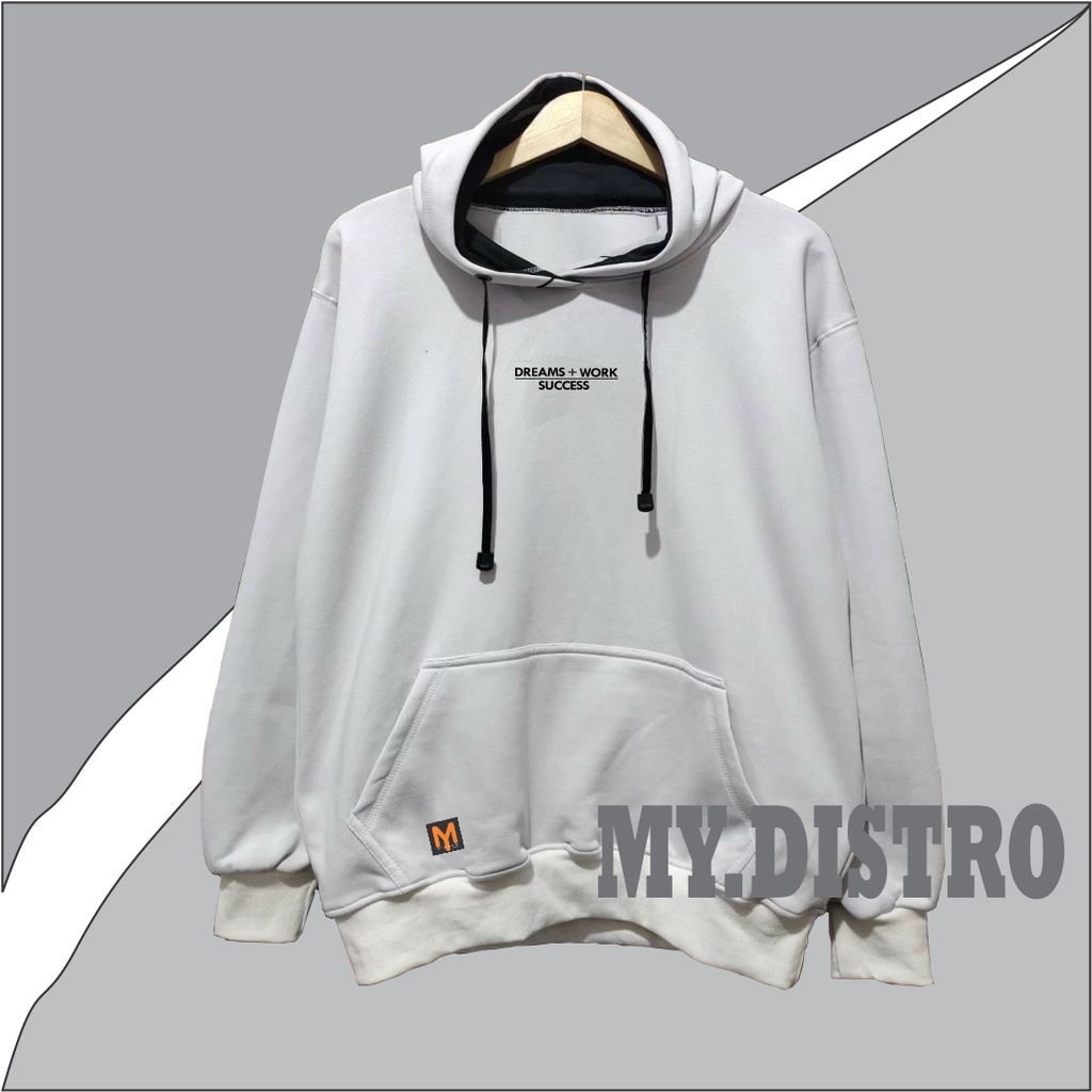 Sweater Hoodie Abu Abu Paralon Pria Switer Cowok dream sukses Jumper Hoodie Simple Terbaru Jaket Cotton Ori Distro