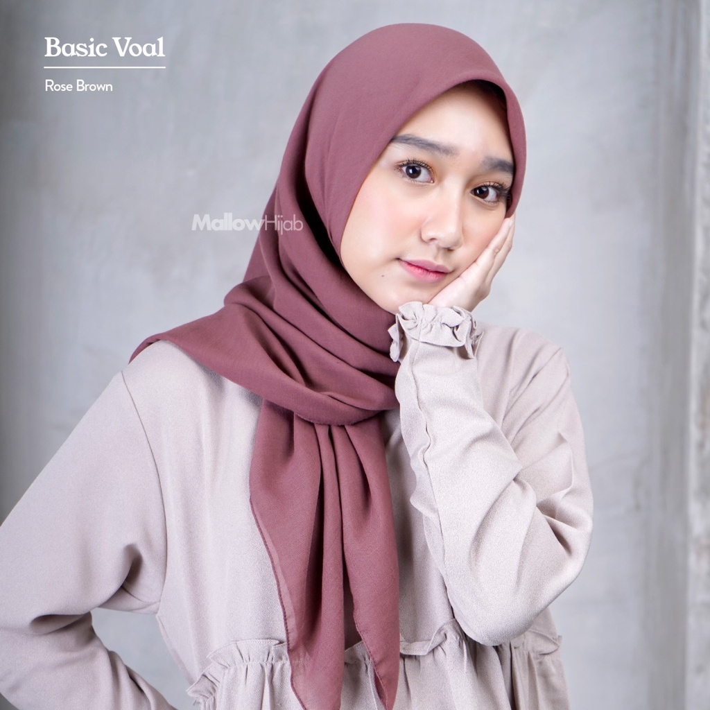 Basic Voal Hijab Segiempat Premium Voal by Mallow Hijab-Rose Brown