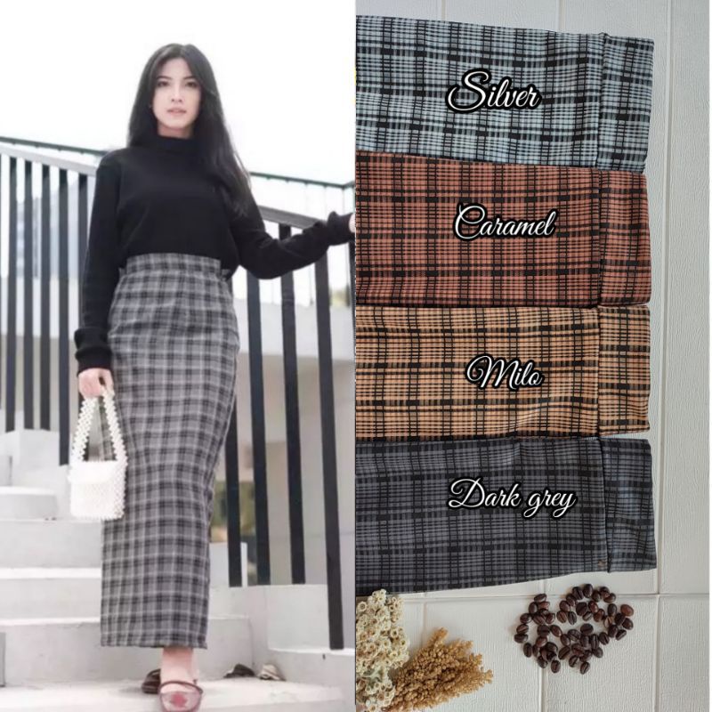 rok span style korean / rok tartan / rok span kotak crep premium