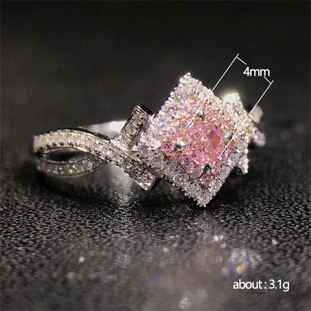 Lily Hari Valentine Perhiasan Fashion Anniversary Tangan Dekorasi Zirkon Batu Cincin Merah Muda Zirkon Perhiasan Rings