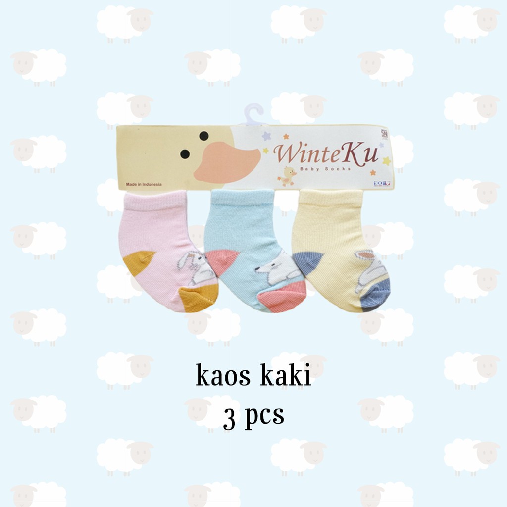 ISI 3 PASANG Winteku Baby Socks | Kaos Kaki Bayi Cewek Cowok