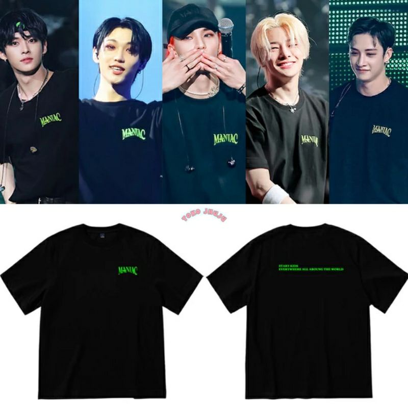 Baju Kaos Stray Kids MANIAC 2nd Tour in seoul sablon hijau