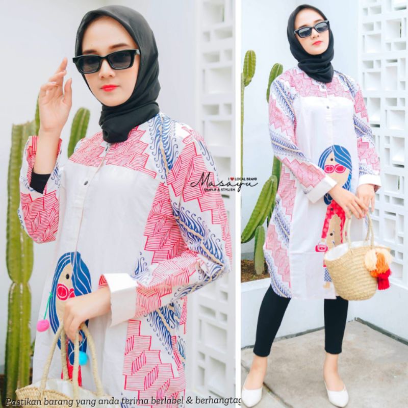 Kemeja Wanita Motif Simbok Aksen Pompom Gadisnya Simbok // Blouse Batik Terbaru Tunik Batik Katun //