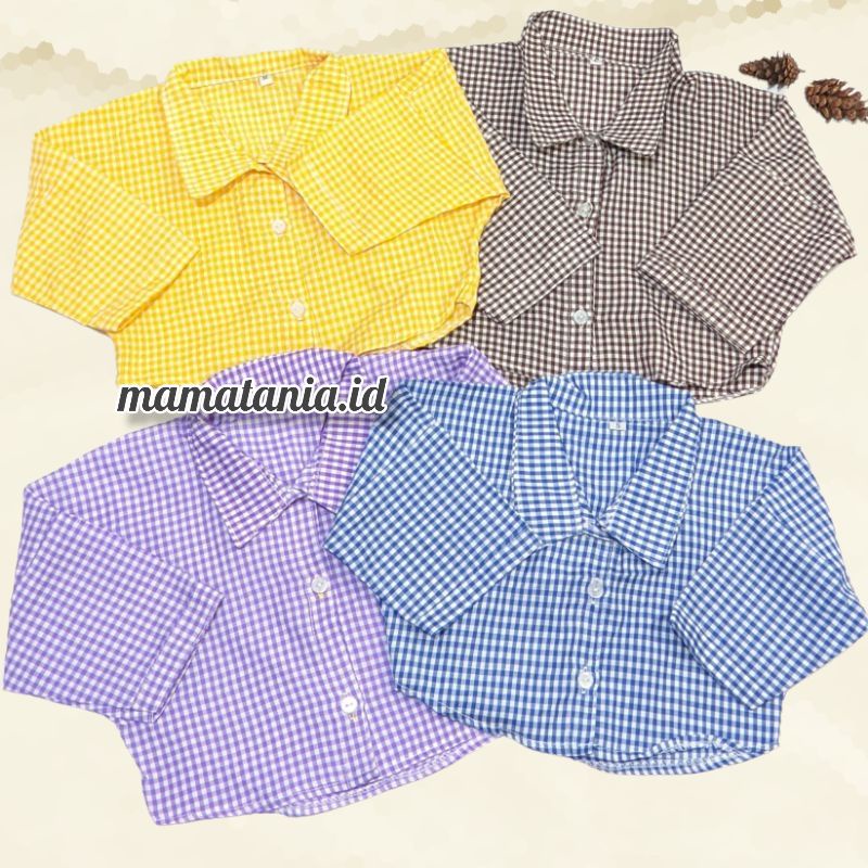 Baju Crop Top Kemeja Anak Bayi Perempuan Kotak Kemeja Crop 0-4 Tahun FREE Bandana