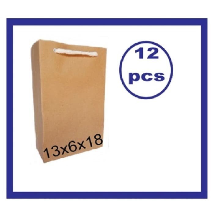 

Tas Kertas Paperbag Paper Bag 13x6x18 Coklat Polos 12pcs