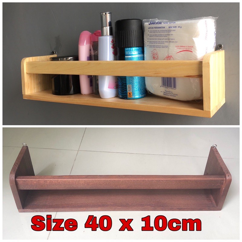 Rak Bumbu 40x10cm Rak Tempat Make Up Rak Dinding Rak Serba Guna Kayu Pinus