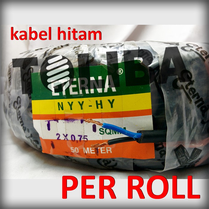 kabel hitam eterna nyyhy 2x0.75 2x0,75 kabel serabut isi 2 / 50 meter 50meter 50m kabel roll sni