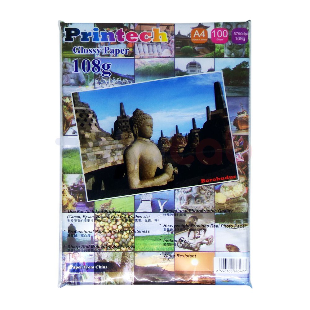 

Kertas Photo Glossy A4 108Gsm PRINTECH Isi 100 lbr