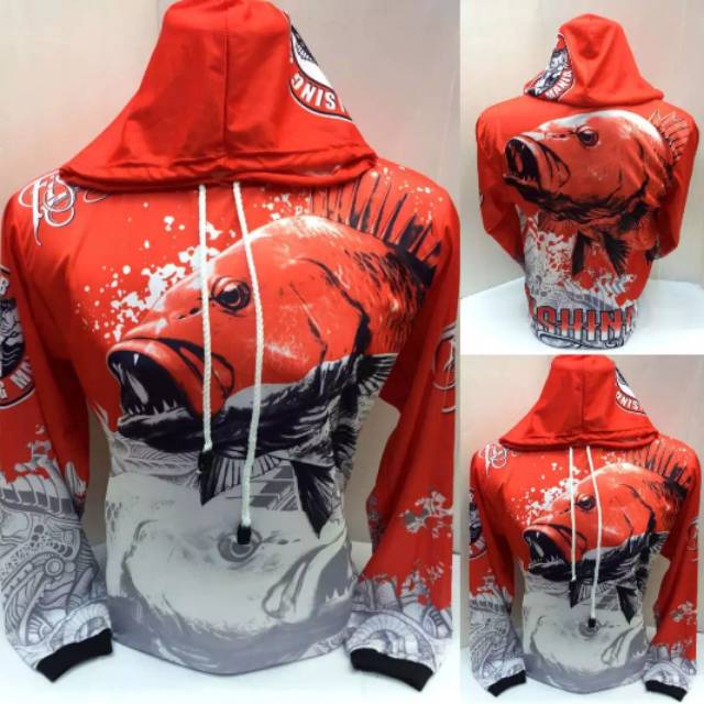 Jersy mancing warna merah
