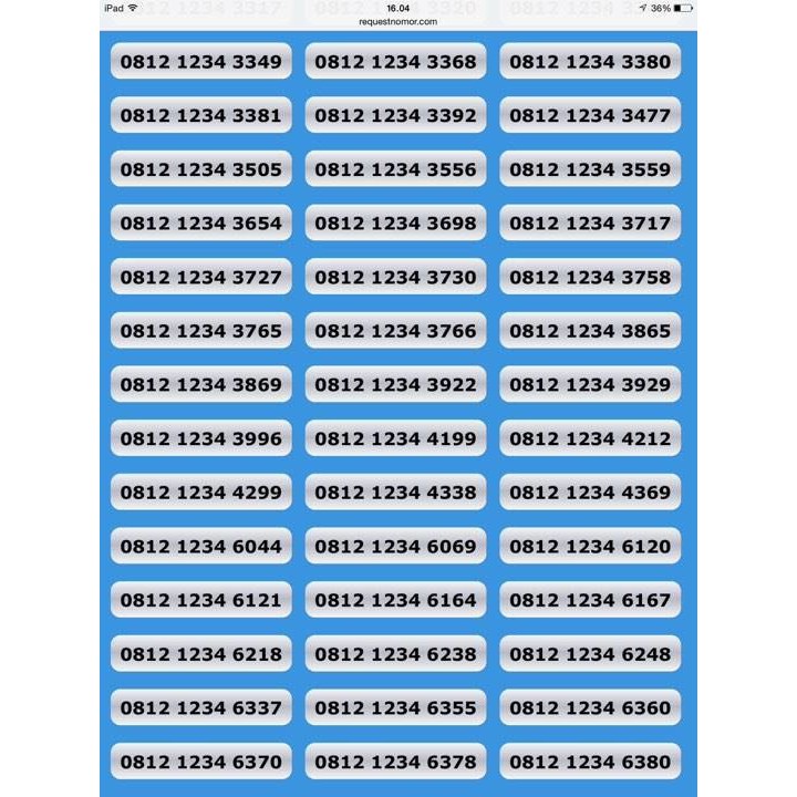 NOMOR CANTIK SIMPATI 0812 1234 XXXX