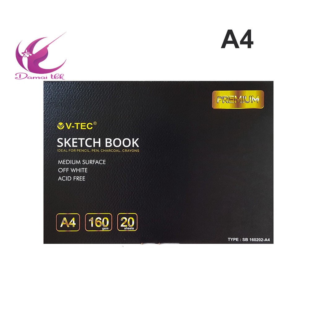 

V-Tec Sketchbook A4 - SKETCH BOOK A4 V-Tec 160gsm Medium Surface