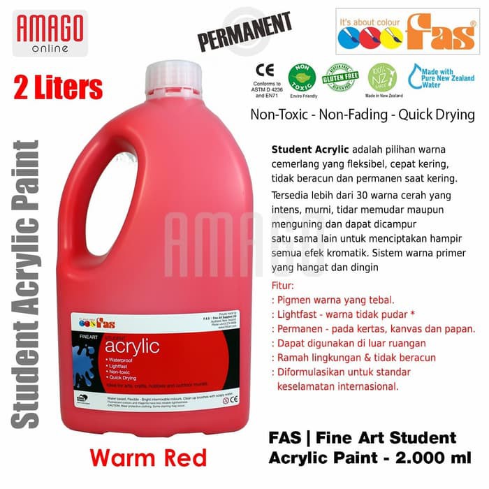 FAS - STUDENT ACRYLIC PAINT - 2 LITER - WARM RED