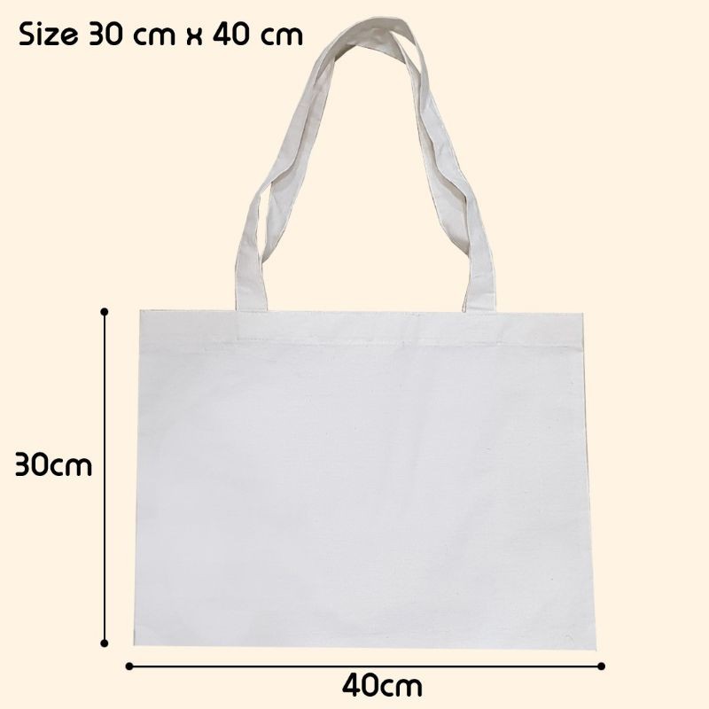 Tote Bag Polos Simple Kain Katun Blacu Kanvas Tas Jinjing Wanita Casual Custom Sablon Grosir