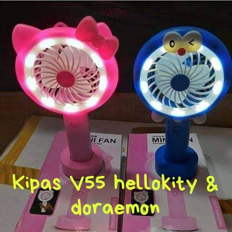 KIPAS TANGAN MINI V55 KARAKTER HELLOKITY&amp;DORAEMON