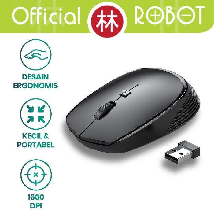 Robot M205 Wireless Mouse Optical 2.4G &amp; Tombol Sakelar DPI