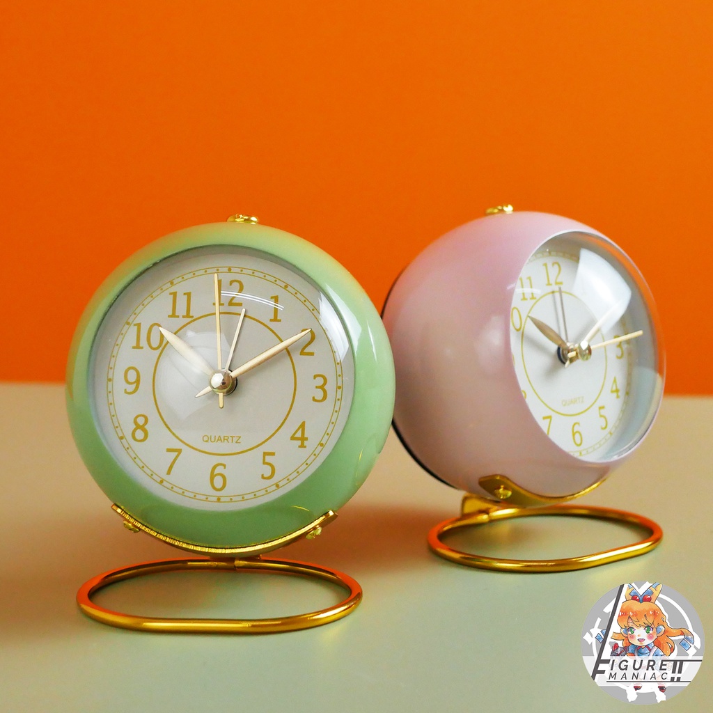 Figure Maniac - Jam Weker Meja Belajar Alarm Aesthetic Retro Style Elegan Vintage Premium lengkap dengan lampu tidur