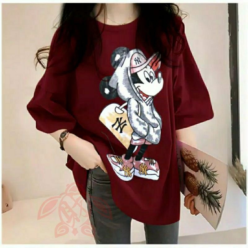 baju atasan wanita kaos mickey mouse