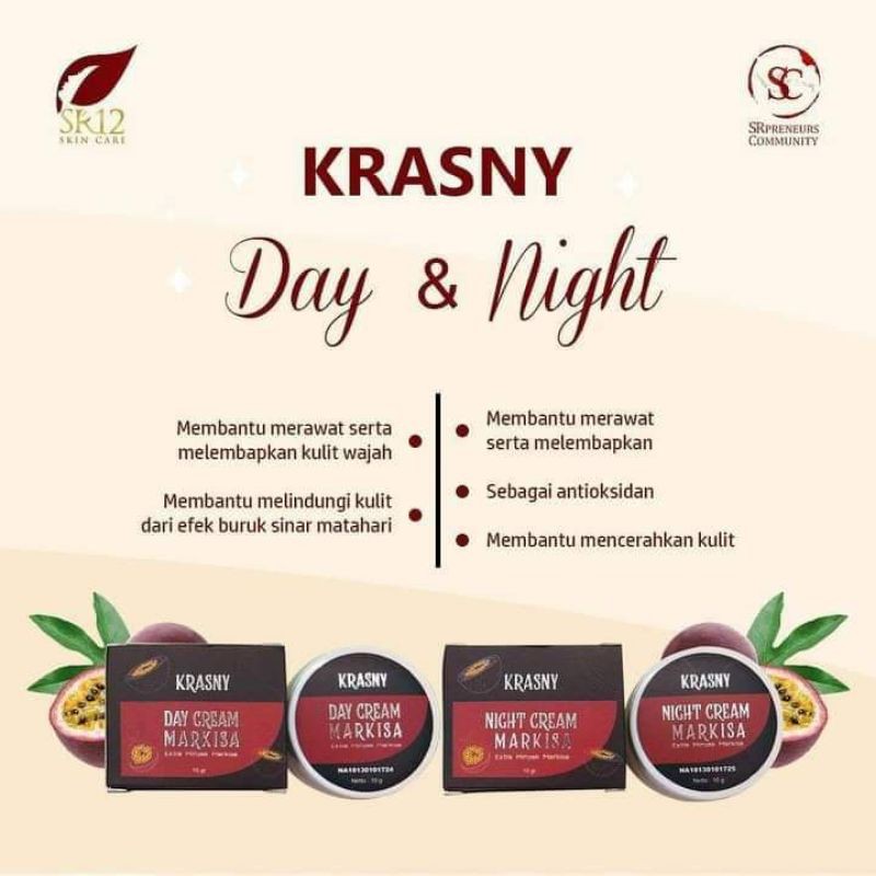 KRIM JERAWAT &amp; FLEK HITAM BPOM / KRASNY DAY &amp; NIGHT CREAM SR12 / KULIT KERING / MENCEGAH PENUAAN DINI / MELEMBABKAN