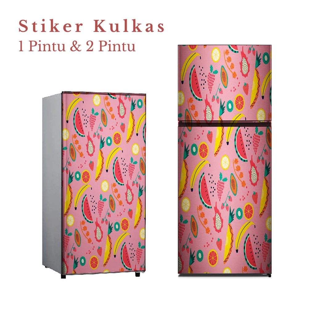 Stiker kulkas 1 pintu dan Stiker Kulkas 2 pintu motif Buah Kode B-H7 - FM