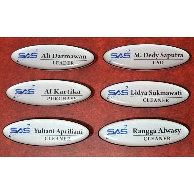 

Nametag oval murah bisa satuan