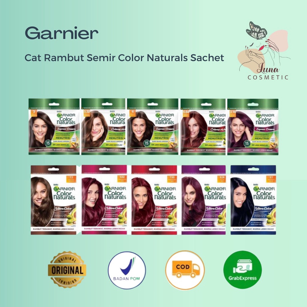 Garnier Hair Color Naturals Pewarna Rambut Sachet | Cat Rambut Natural BPOM 20g