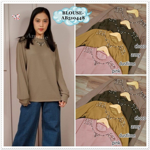 [baju wanita korea]  Baju Atasan Rajut Kaos Lengan Panjang Wanita Korea Import