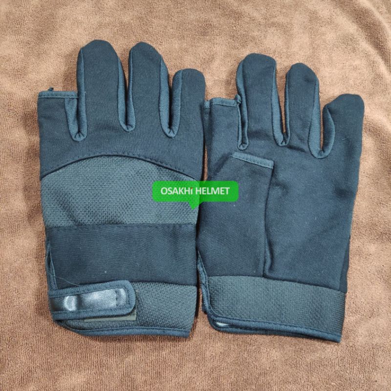 Gloves Sarung tangan Jempol Telunjuk Lubang Riding Sunmori Ojol Grab Gojek Shopee Food Expedisi Kaos