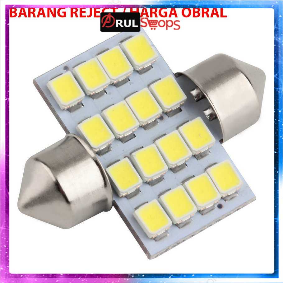 Lukstar Lampu Mobil LED 31mm 16 SMD 1210 - 2 PCS (OBRAL/DEFECT)