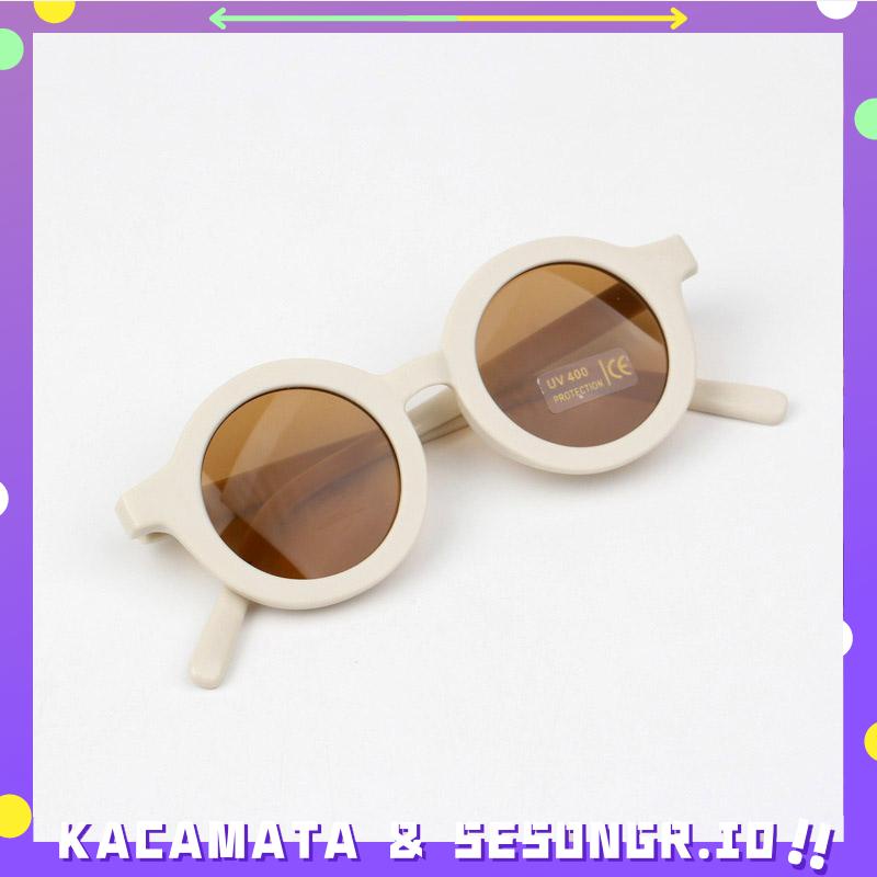 Kacamata Hitam Anak/kacamata bayi/unglasses anak Matte Bingkai Bulat Trendi Retro Cute Clear Vision