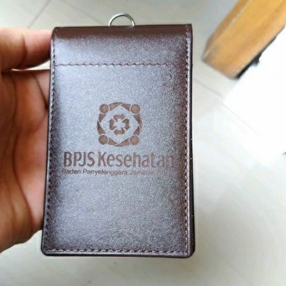 ID Card/ tag holder/Keplek/ Lanyard/ name tag BPJS kesehatan (kulit asli free tali kulit asli juga)