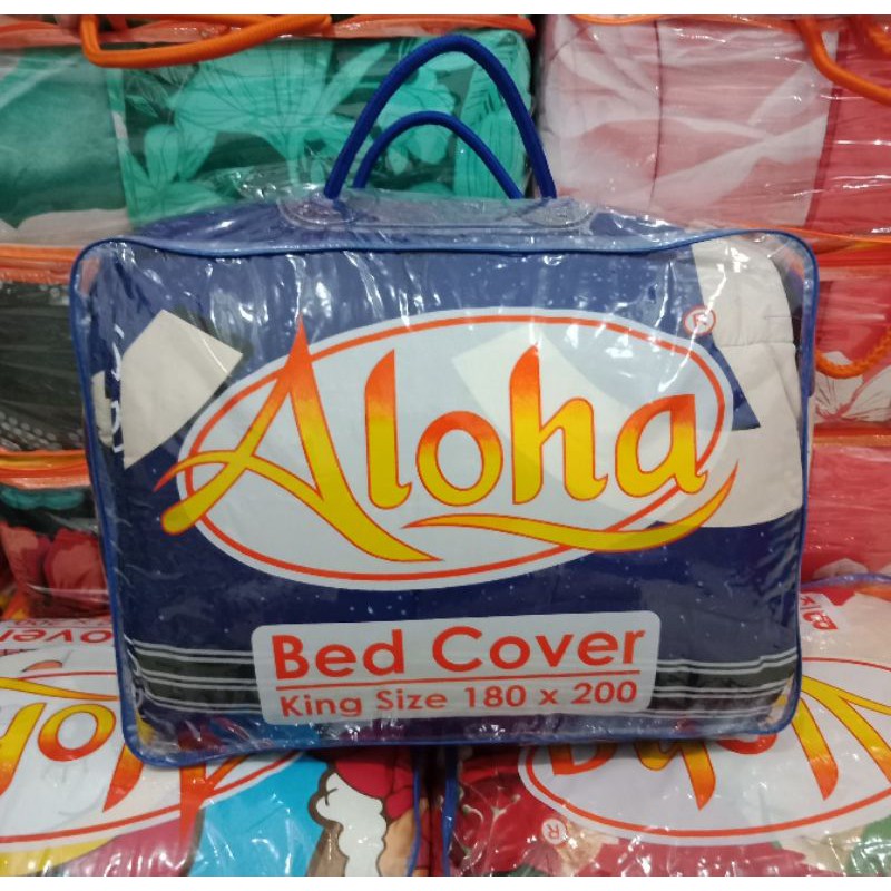 Bedcover Aloha King Fitted Ukuran 180x200 cm Kualitas Premium