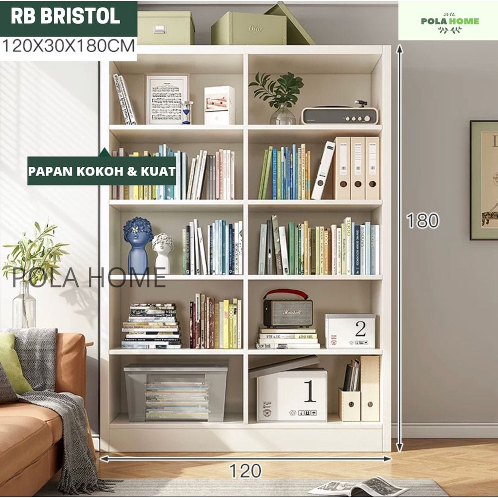 Pola Rak Buku Bookshelf Rak Serbaguna Tempat Penyimpanan Modern Minimalis 120X180x30 CM