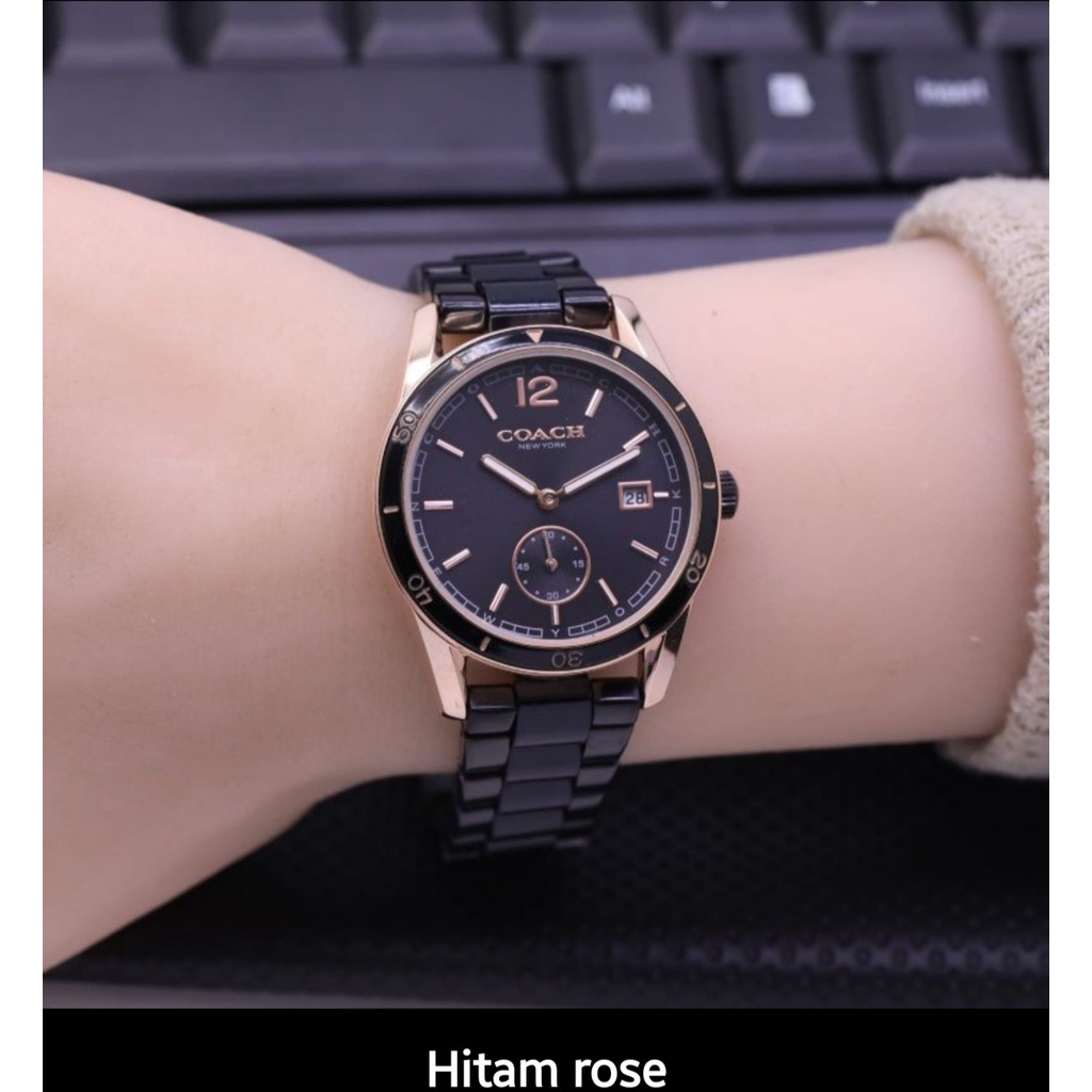 (COD) Ready Jam Tangan Fashion Wanita Detik Bawah Coach 3105KW Rantai Tanggal Aktif Diameter 3,5cm I