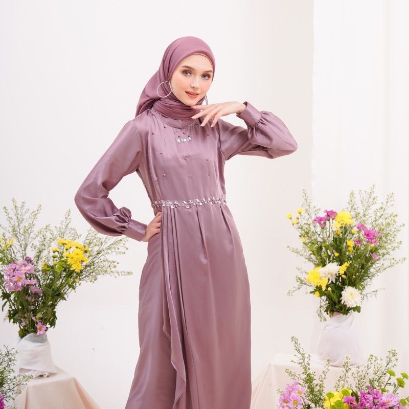 Gamis Polos Pesta Shilla Gown - Dress Satin Maxmara - Gamis Kondangan Pesta Jumbo LD120
