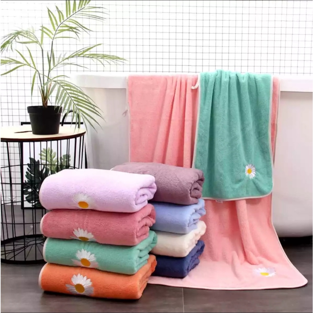 handuk mandi dewasa lembut menyeap air bahan micro bulu handuk polos handuk jumbo